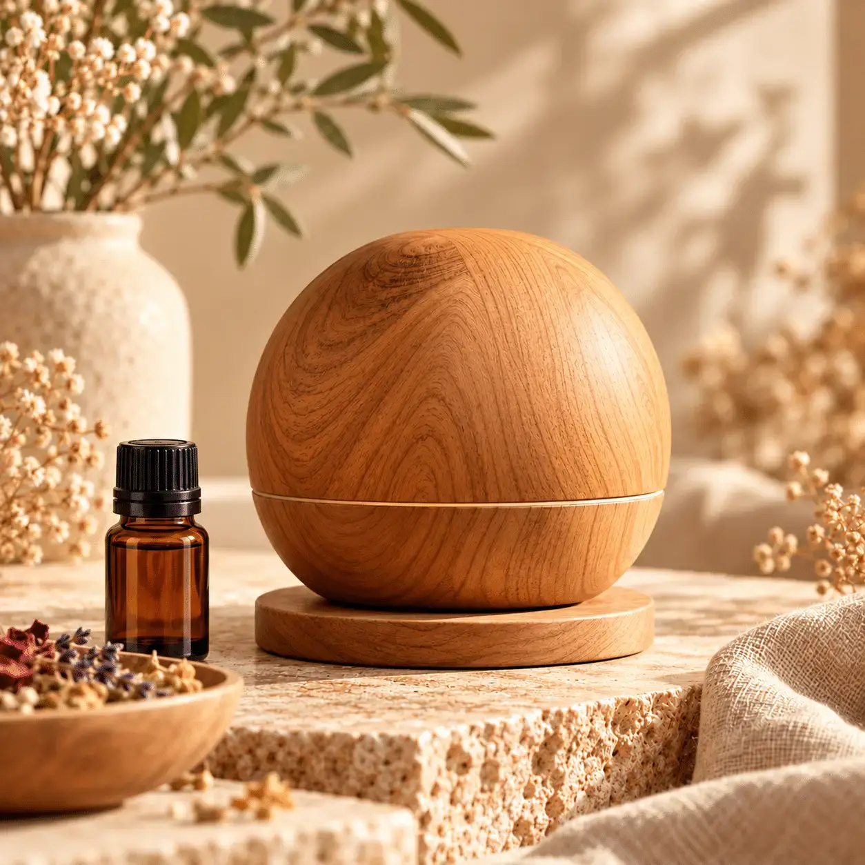 Carved wooden diffuser with aroma oil from CQ Fragrance