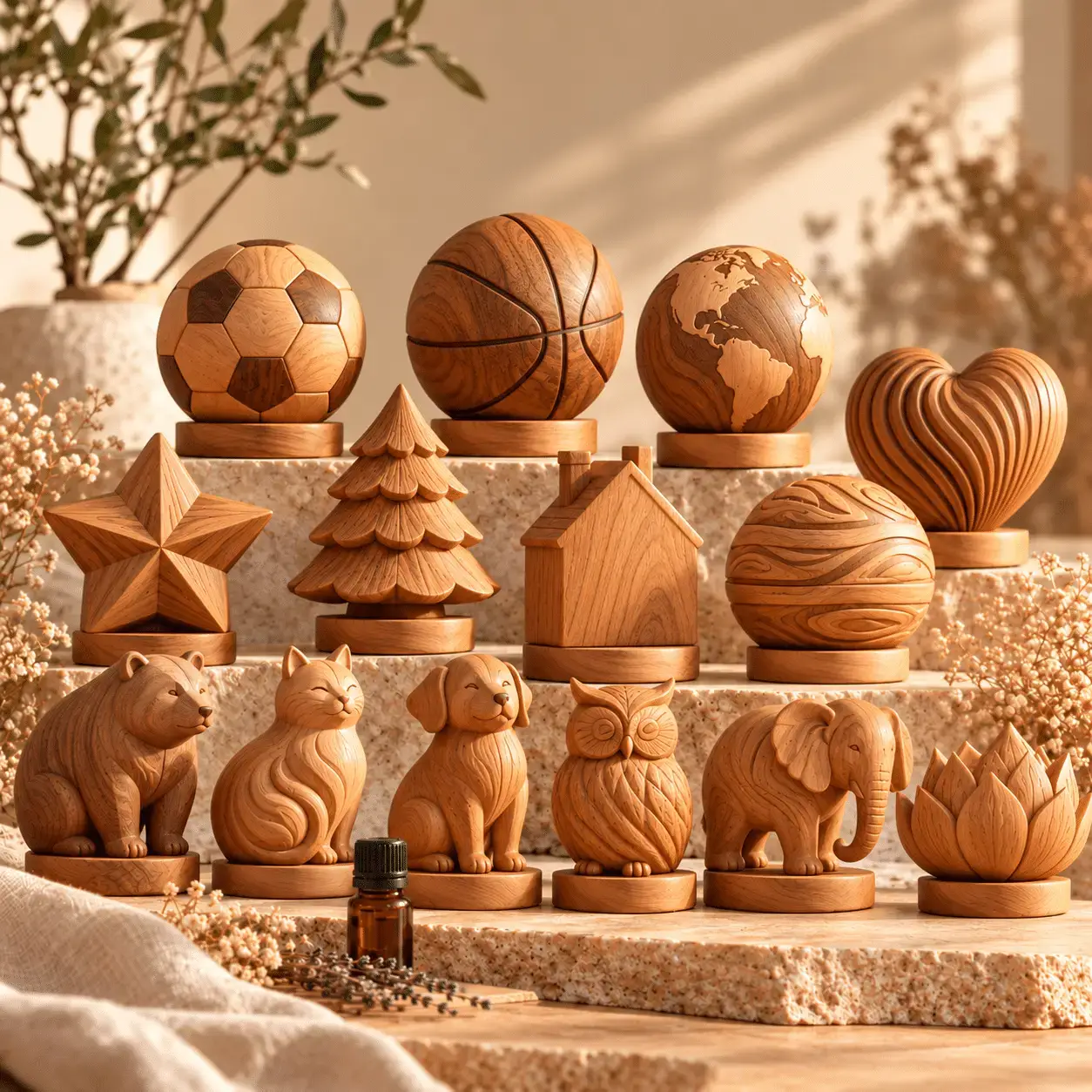 Custom carved wooden diffuser design samples
