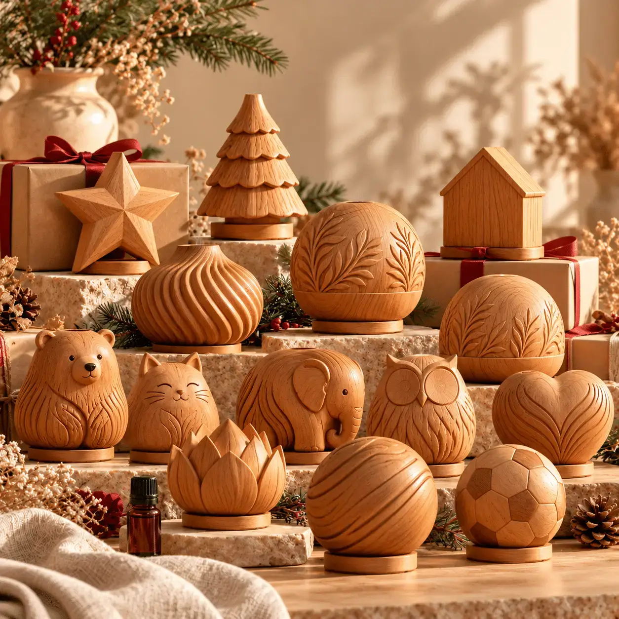 Carved wooden diffusers for seasonal & promotional ranges