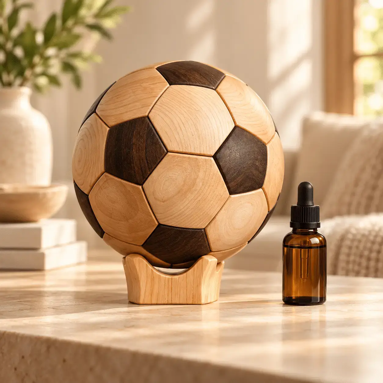 Carved wooden aroma diffuser 01 – Football