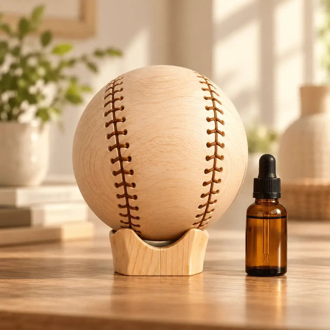 Carved wooden aroma diffuser 03 – Baseball