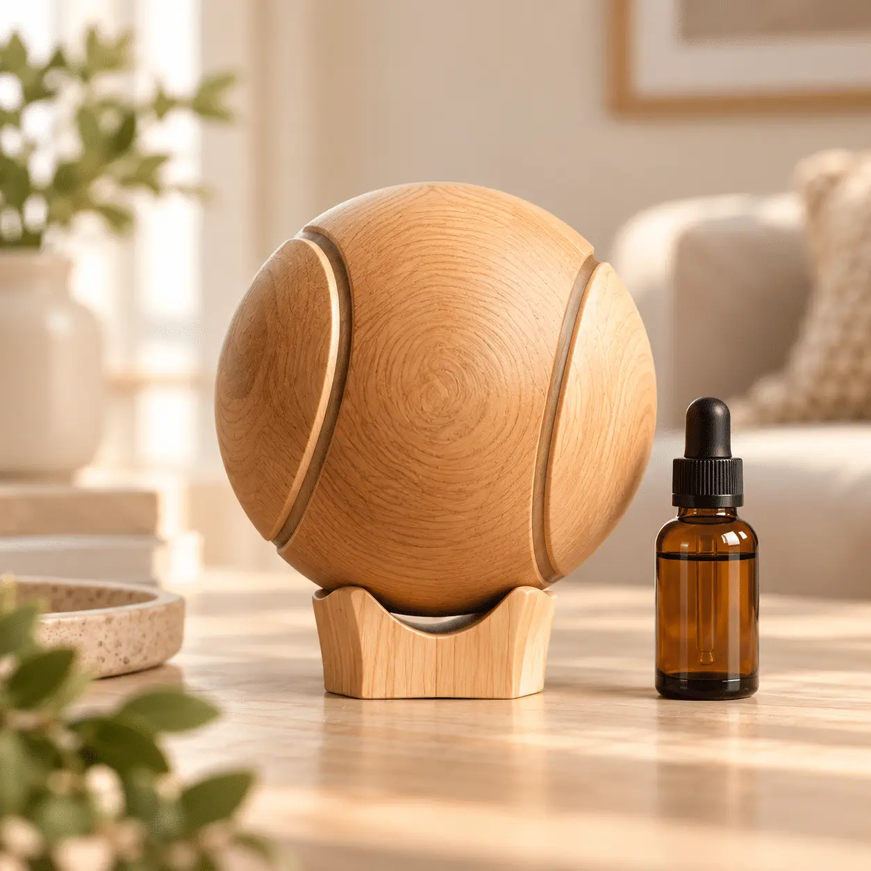 Carved wooden aroma diffuser 04 – Tennis Ball