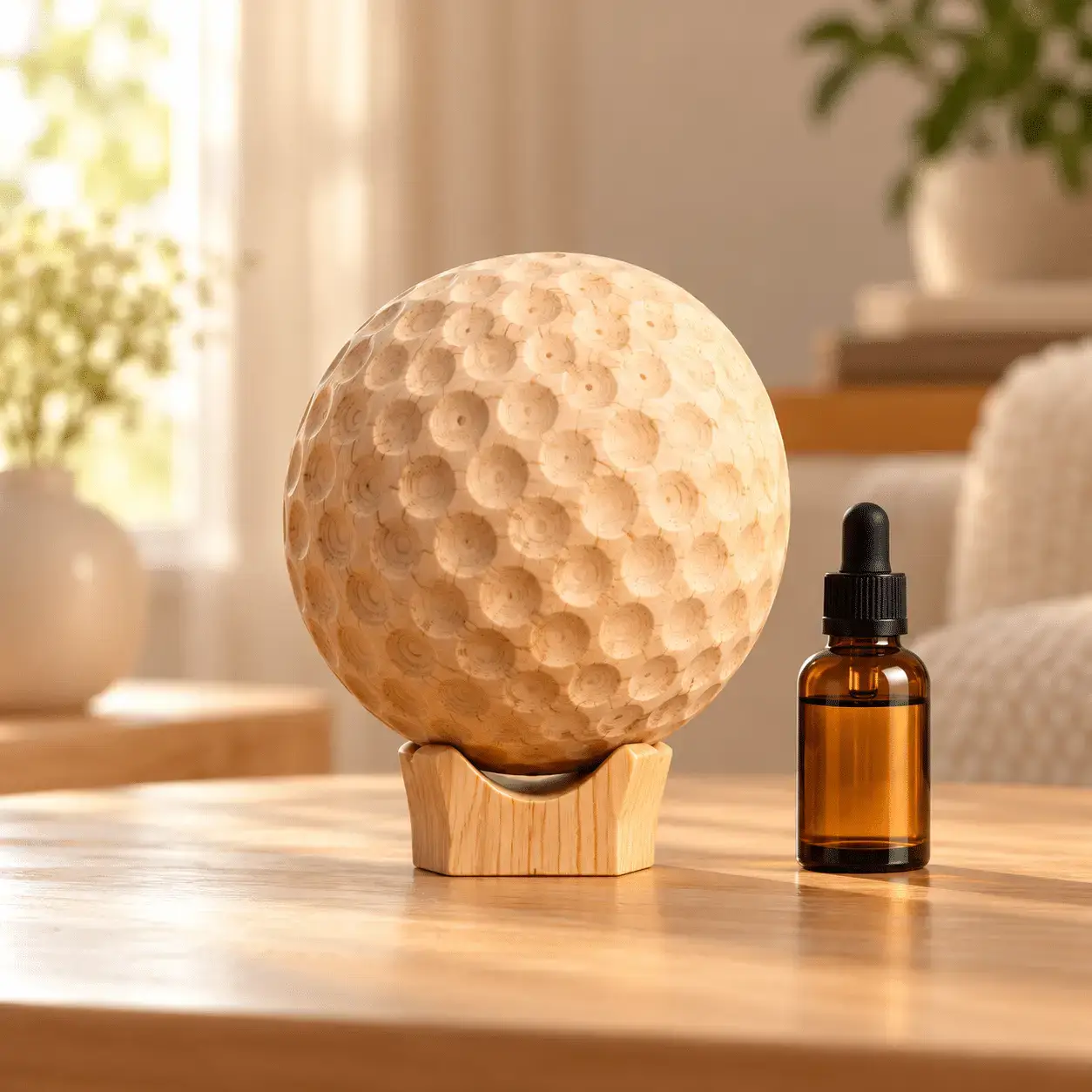 Carved wooden aroma diffuser 05 – Golf Ball