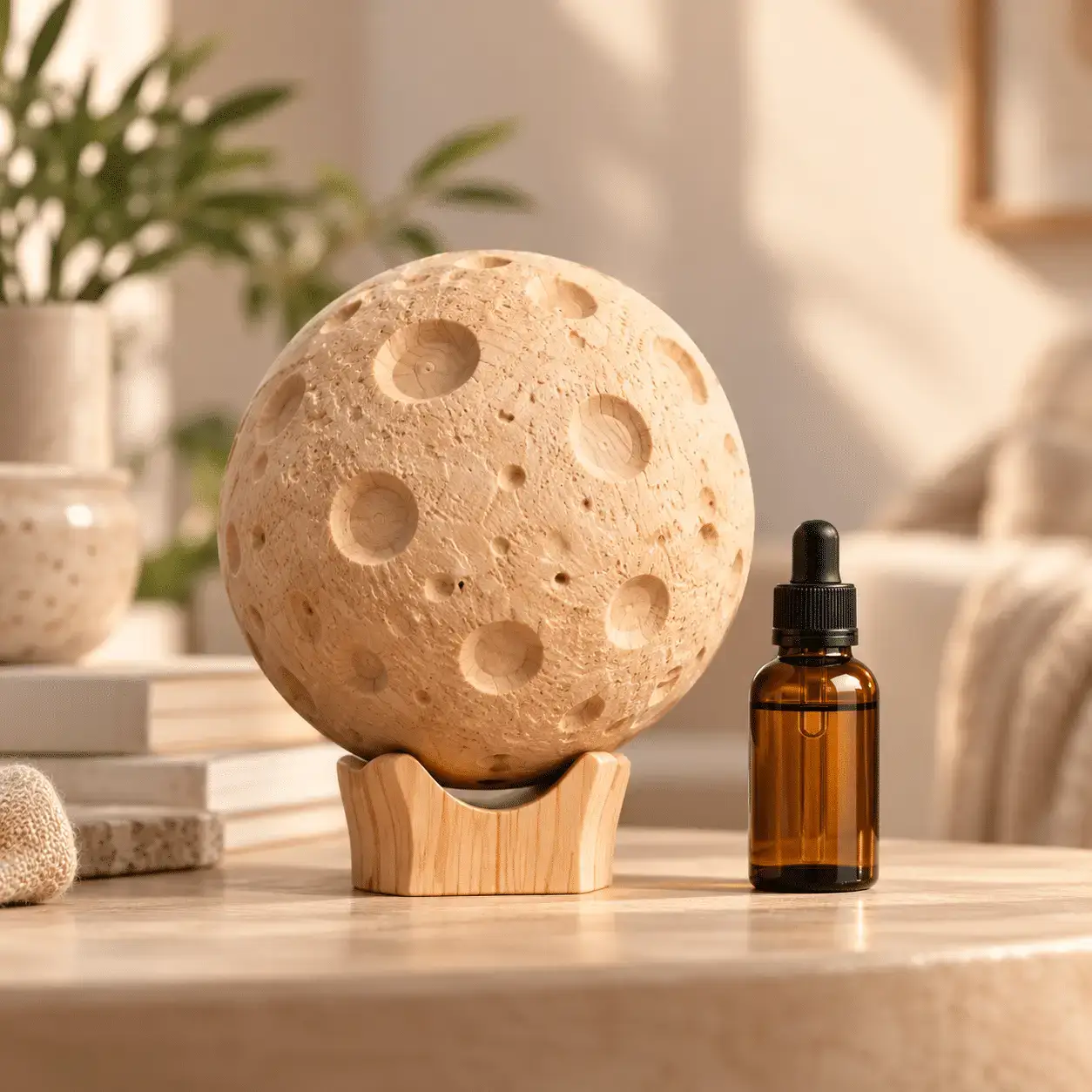Carved wooden aroma diffuser 07 – Moon