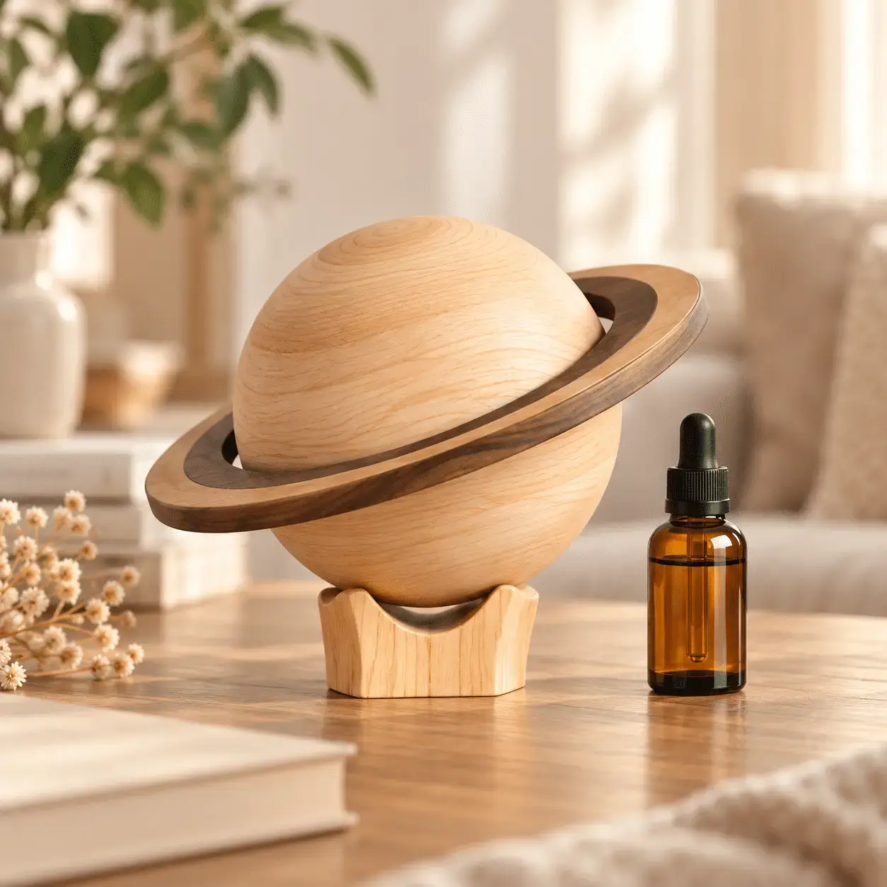 Carved wooden aroma diffuser 08 – Saturn