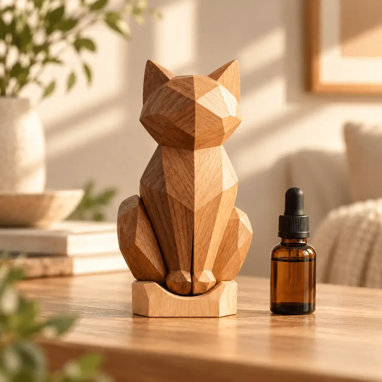 Carved wooden aroma diffuser 16 – Cat