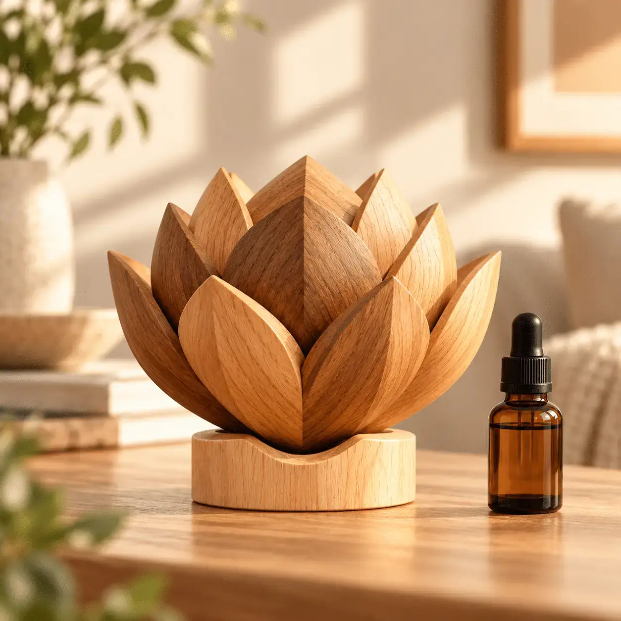 Carved wooden aroma diffuser 20 – Lotus
